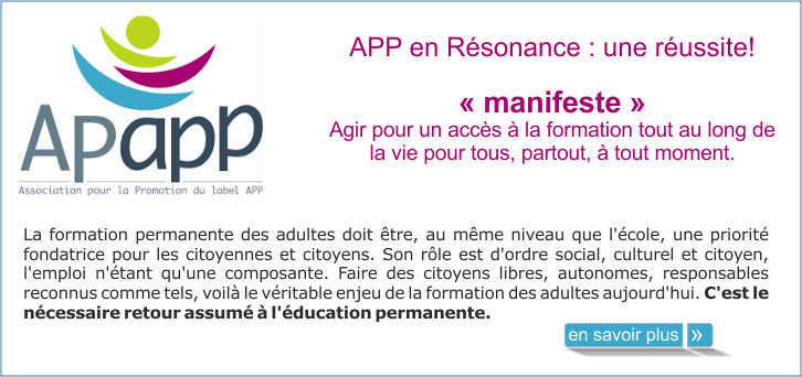 APP - APAPP - Manifeste : Agir pour un acc�s � la formation tout au long de la vie