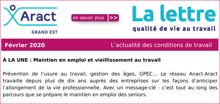 L'actualit� des conditions de travail ARAC Grand Est f�vrier 2020